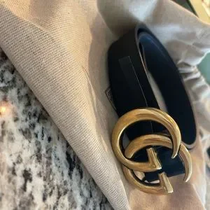 Gucci | Accessories | Black Leather Double G Gucci Belt Size  display picture 2